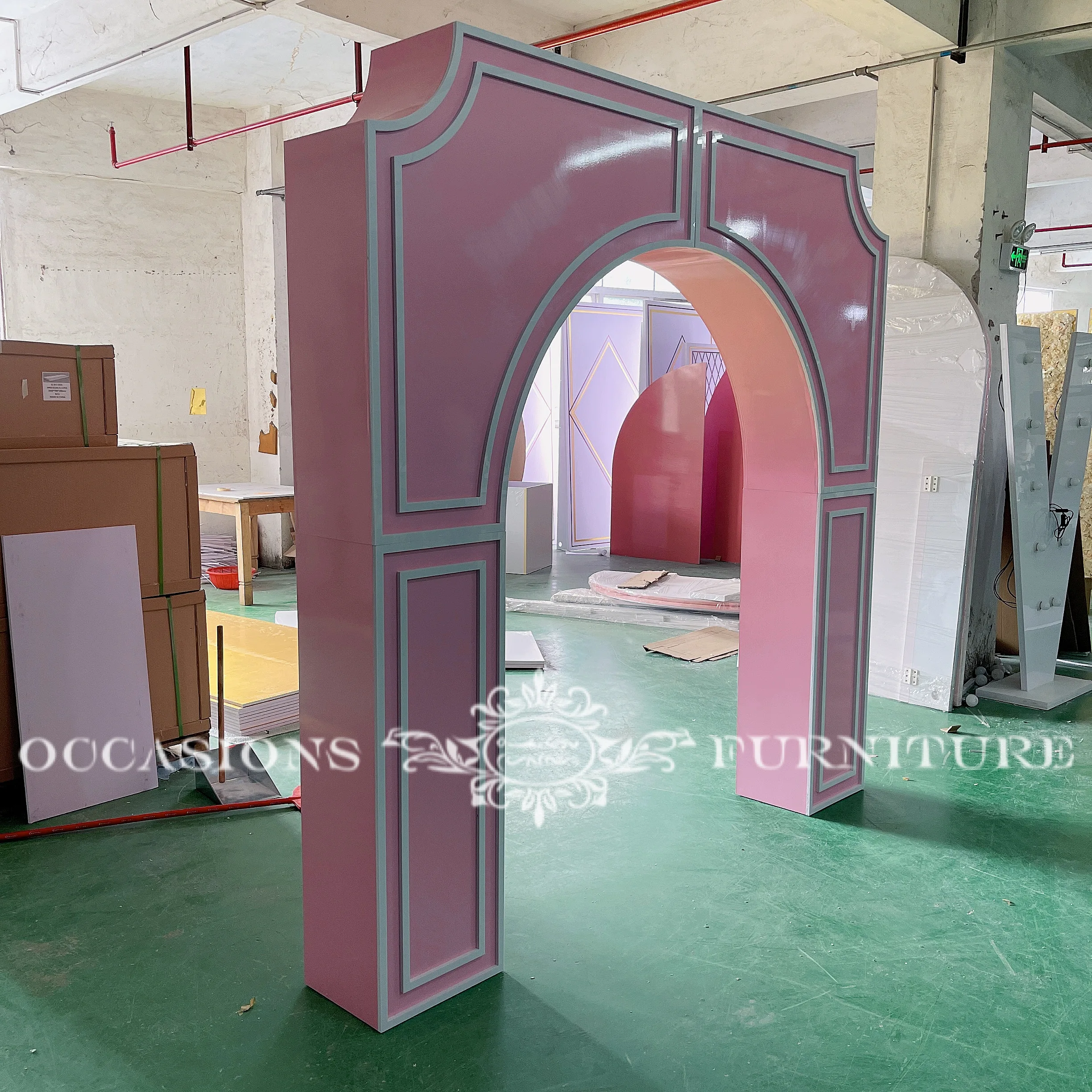 3D cutting event decor Acrylic Arches pink wedding arch
