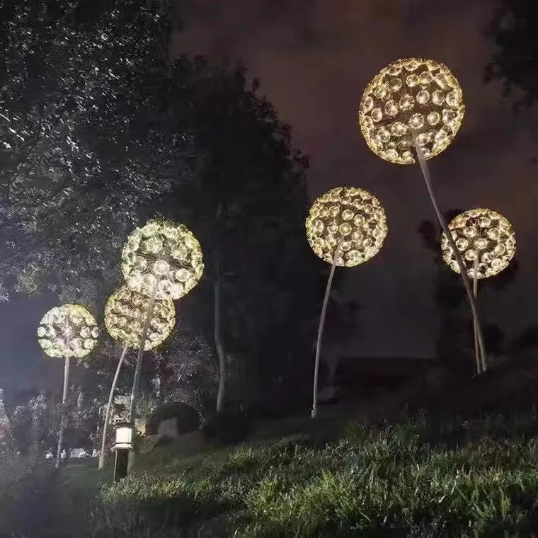Outdoor Landscape Optical Fiber Large Dandelion Light Led Dandelion Lights For Fiber Optic Flower Lights