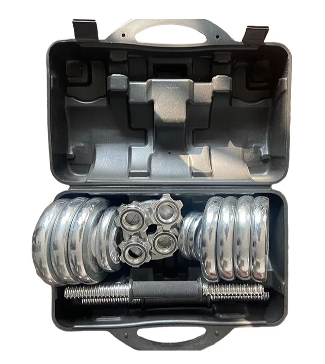 Fitness Gym Equipment Custom 50KG Top Selling Bodybuilding Adjustable Silver Electroplating Dumbbell for Workouts