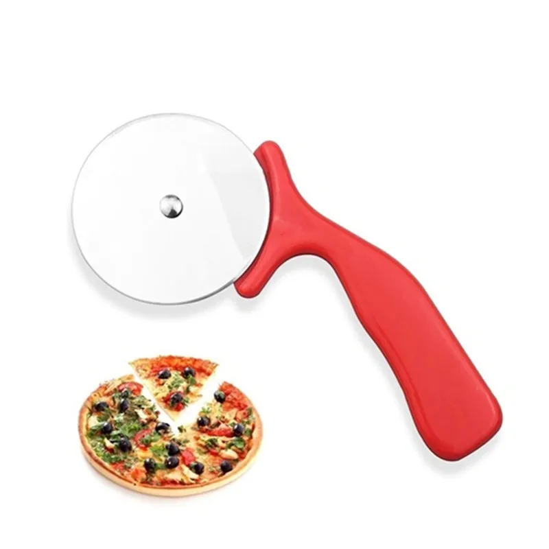 
Kitchen Tool Red Plastic Handle Stainless Steel Pizza Cutter 