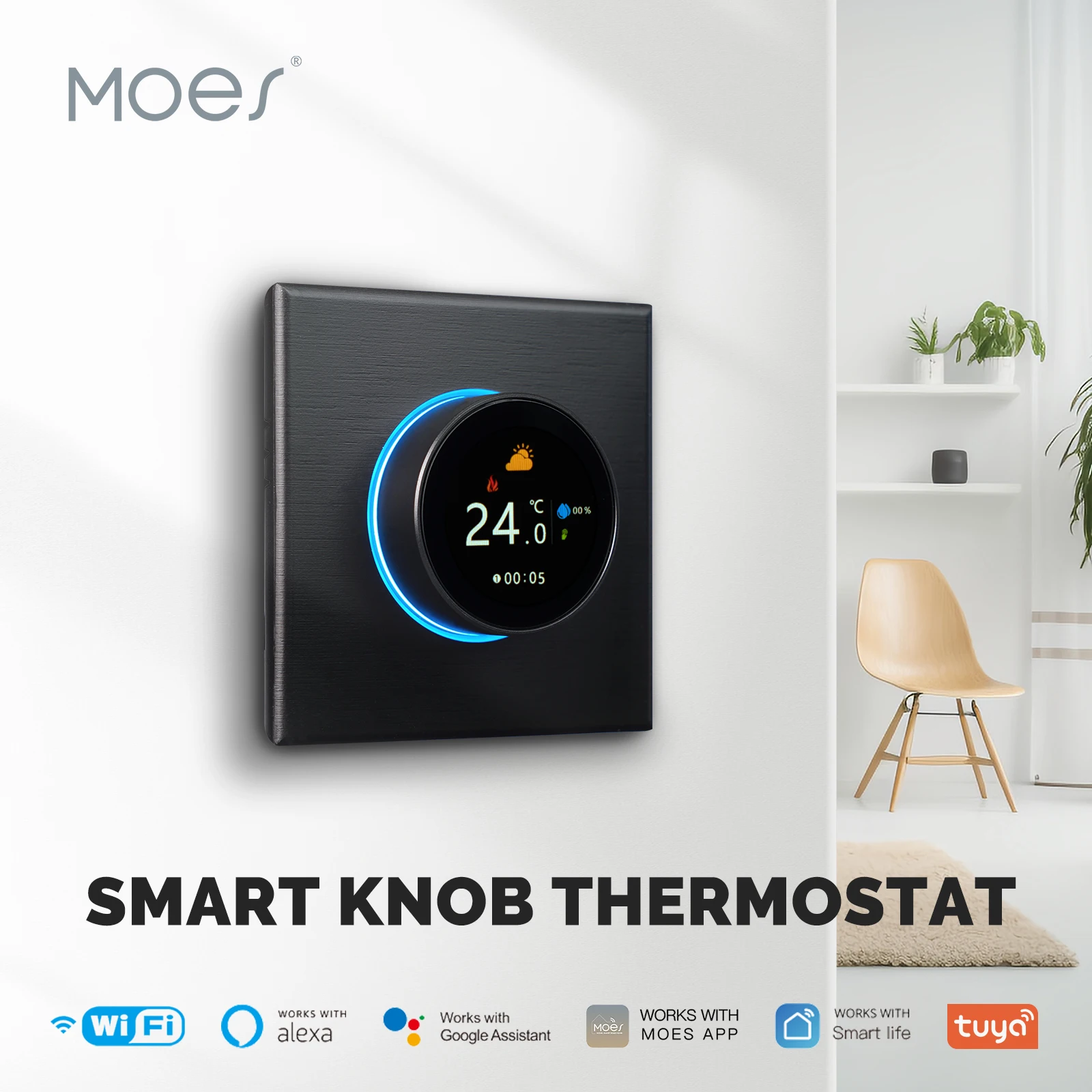 WiFi Smart Home Heating Knob Thermostat Temperature Controller For Water Gas Boiler Electric Heating