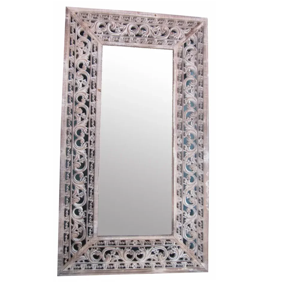 INNOVA antique decorative carved wood wall mirror
