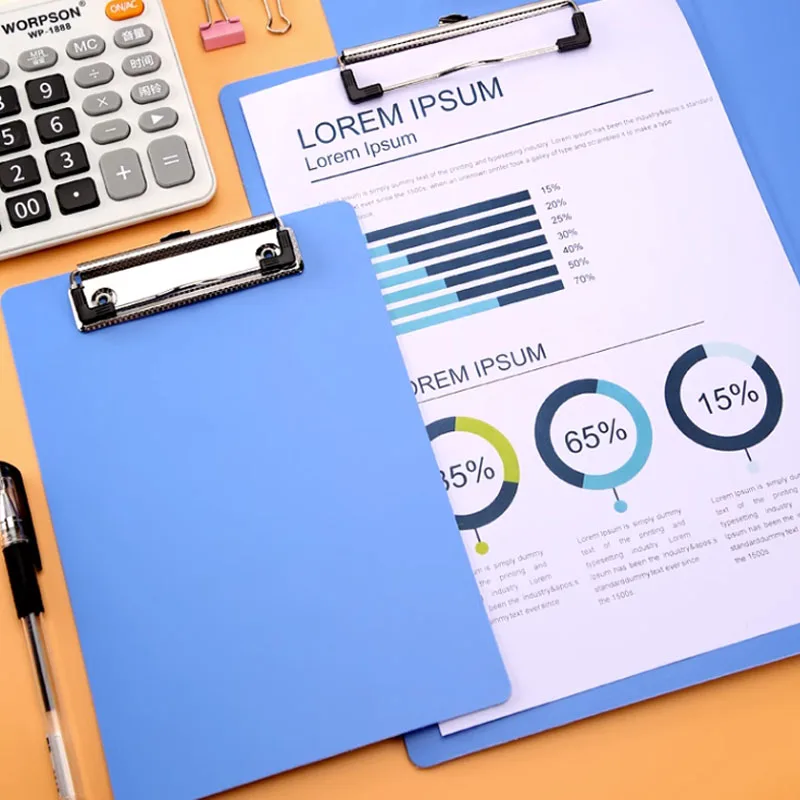 Wholesale Portable colorful  A4 A5 Plastic Metal Clipboard Folder Metal Clip Writing Pad Board Bills Menu Clipboard