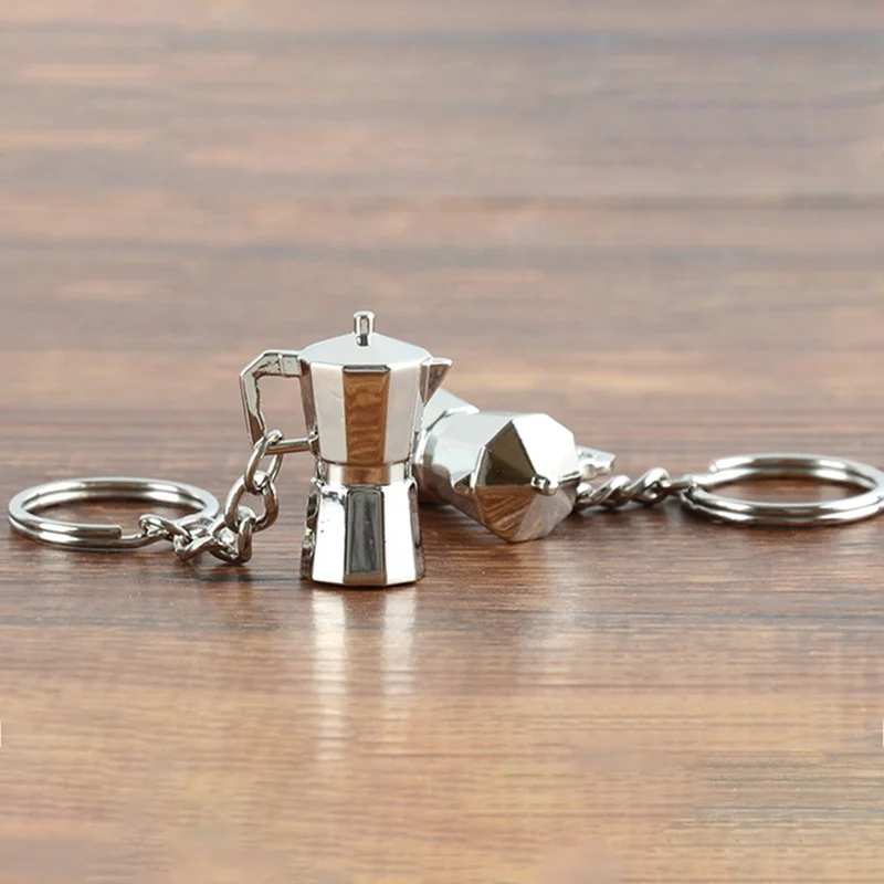 Coffee Cup 3D Coffee Key Rings Mocha Pot Powder Grinding Machine Cup And Utensil Hang Small Gift Mini Coffee Set Keyring