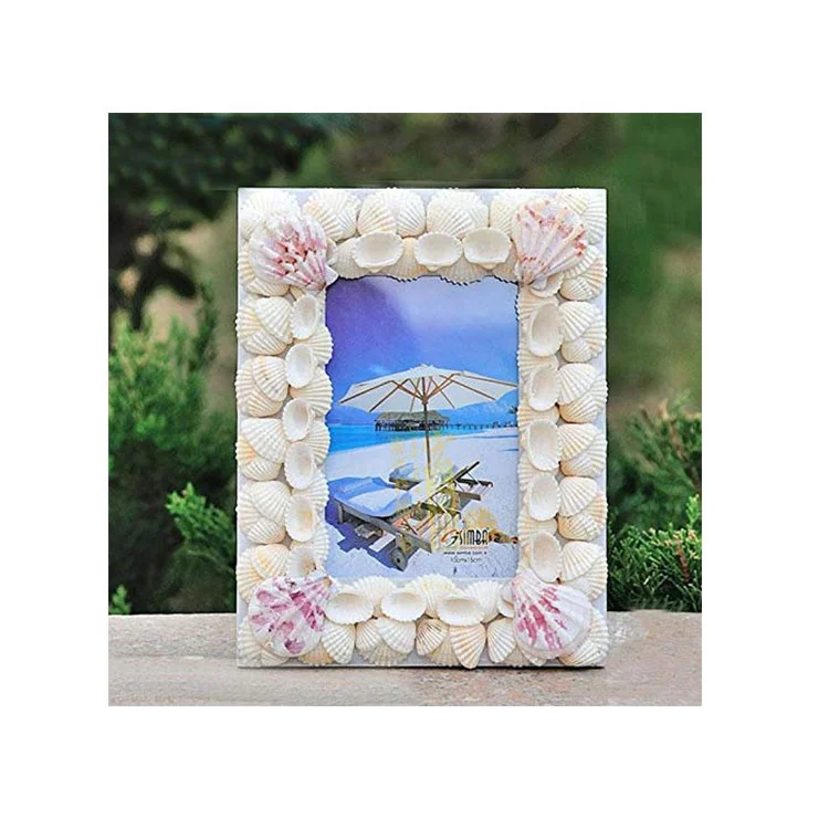 Home decoration sea vacation photo frame ocean with sea shells covered frames picture