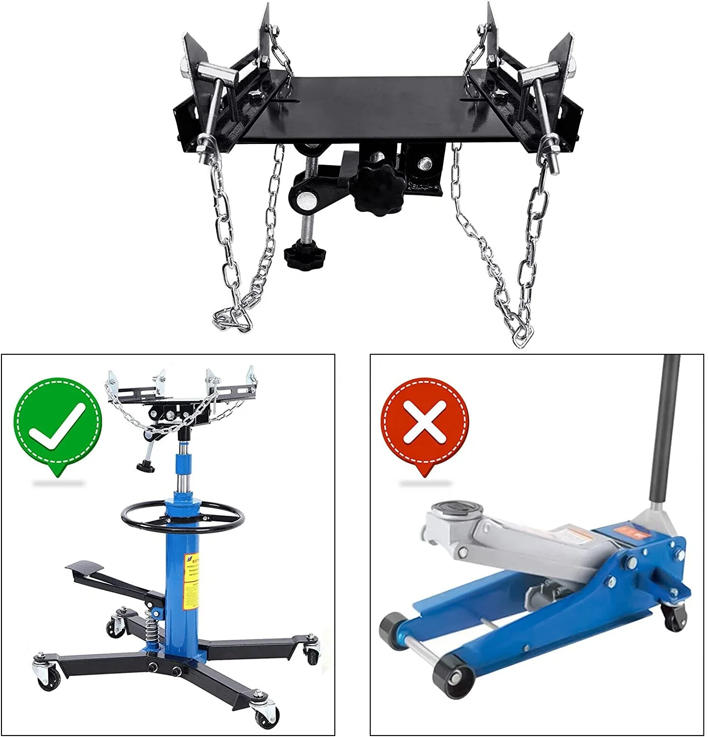 0.5Ton Dual Adjustable Transmission Jack Adapter Hydraulic Transmission Jack with Saddle Hole