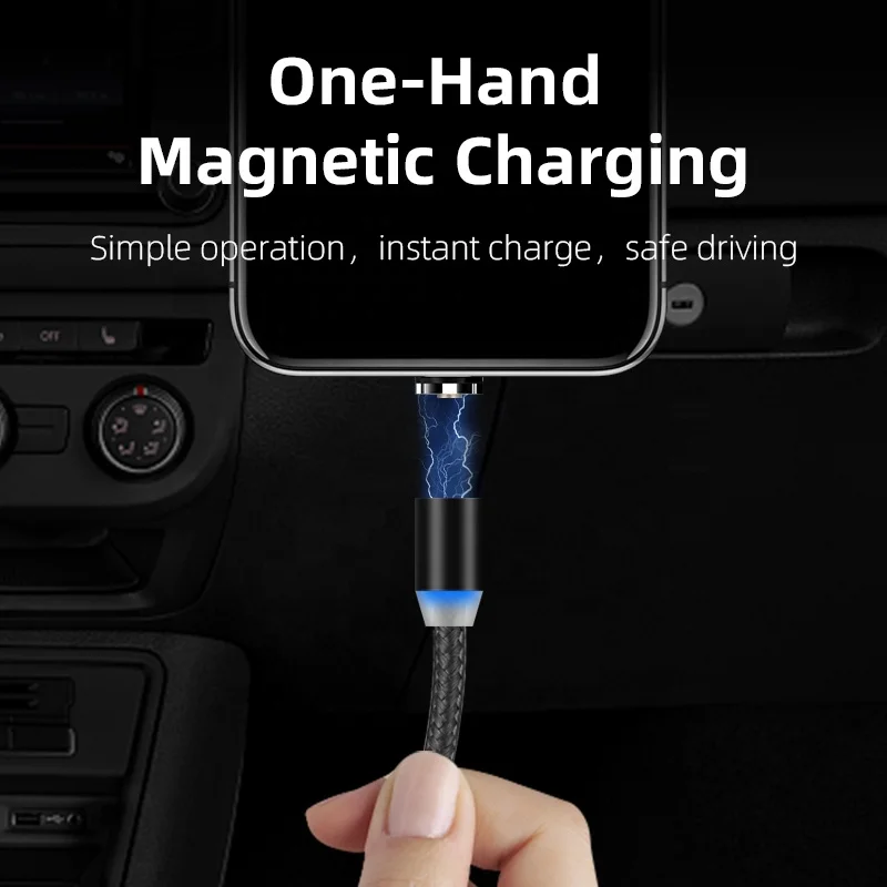  1 м 3 в Магнитный 3A Кабель Micro/Type C/8 pin USB светодиодный индикатор металлический зарядный кабель для iphone телефона Android