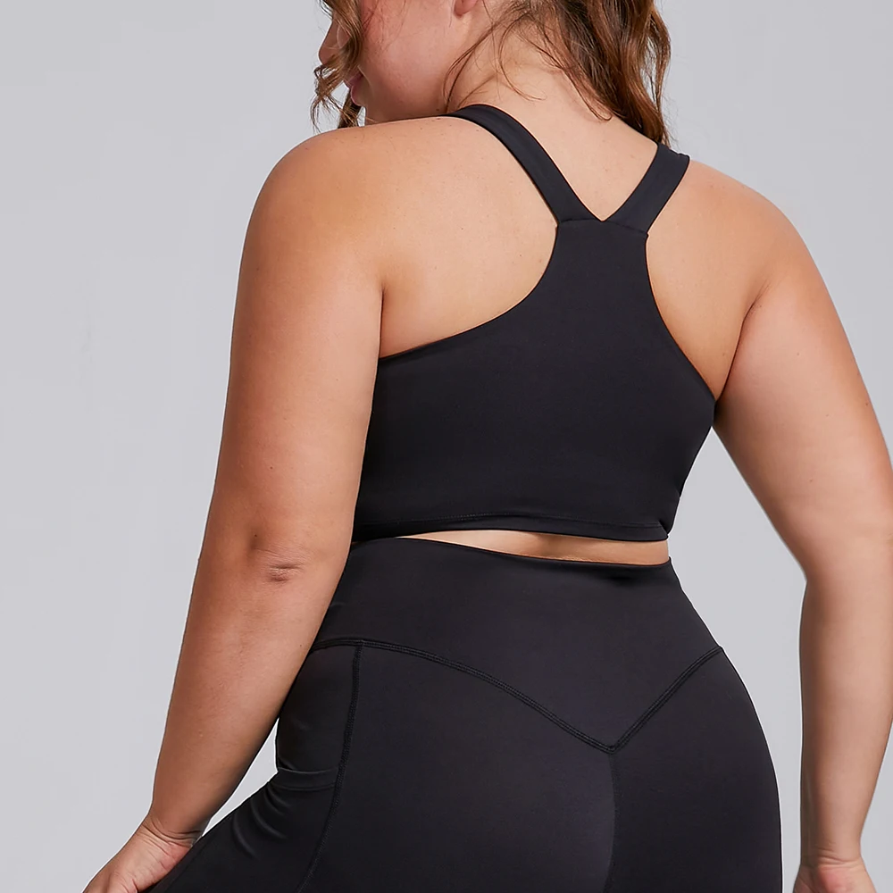 2024 Customized Logo High Impact Sports Bra Breathable Workout Fitness Yoga Wear Women Solid Gym Clothes Plus Size Yoga Bra