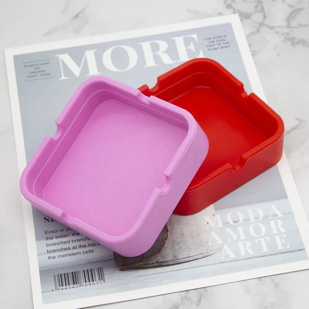 Экологичная небьющаяся квадратная силиконовая портативная пепельница, автомобильная пепельница