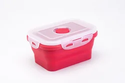 Portable Collapsible Leakproof Silicone Folding Bento Lunch Box Container With Cutlery For Kids Office Worker Adult Children