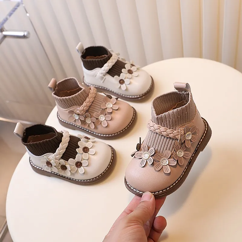 Kids Breathable Flower Pu Leather Flats Out Shoes Summer Dress Shoes Children Girls Bright School Shoes