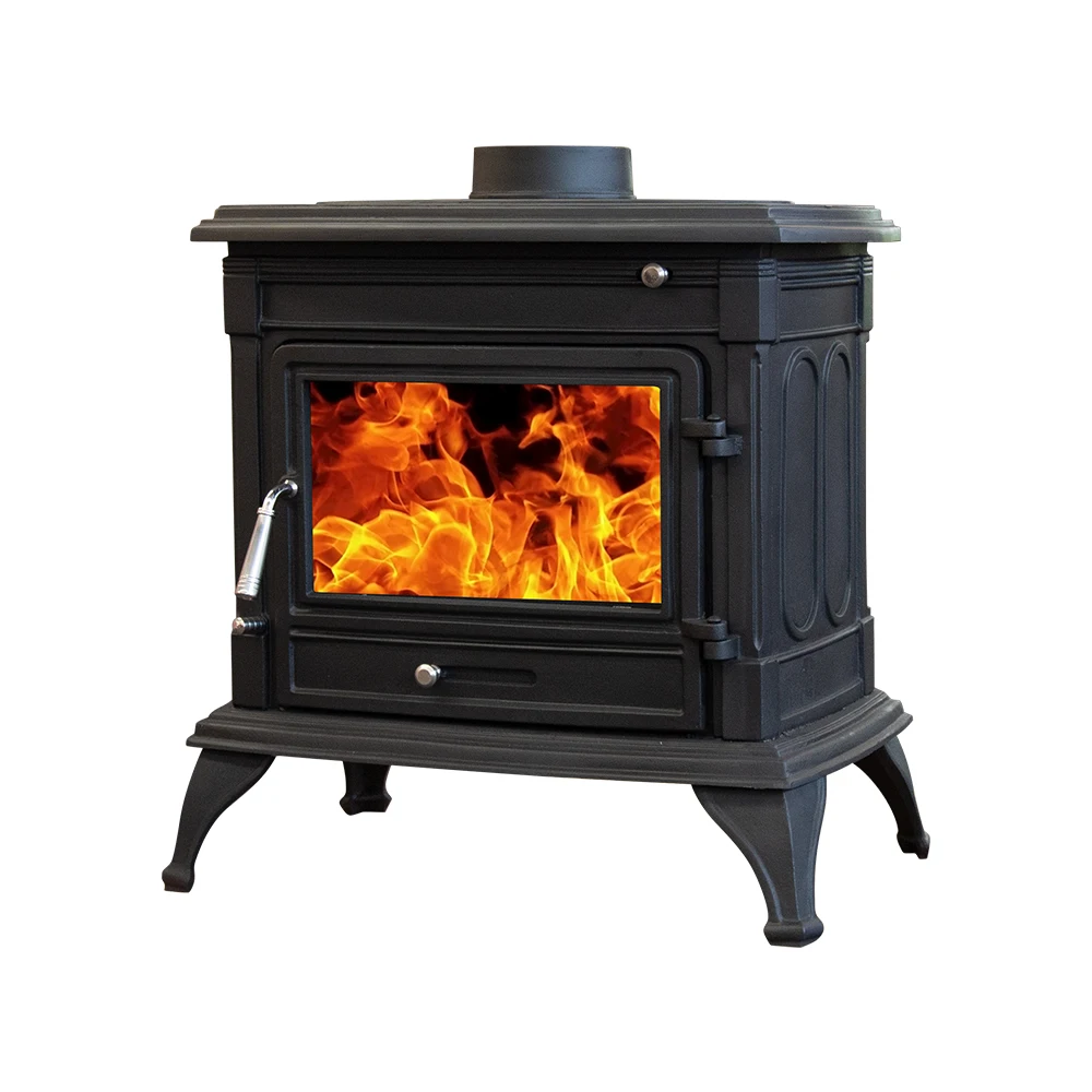 Cast iron wood burning stove fireplace indoor smokeless