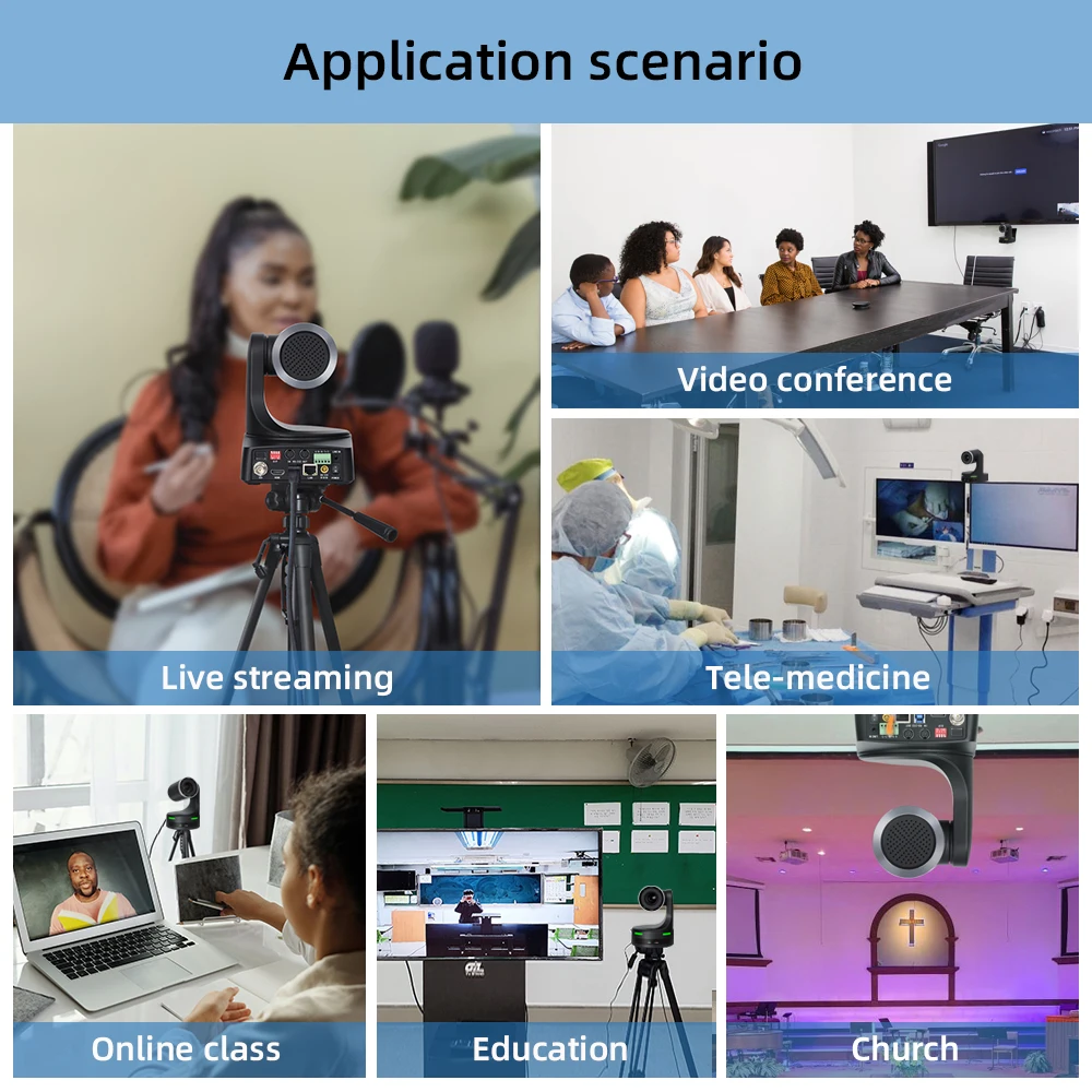 Professional Live Streaming 1080p 60fps Video PTZ Webcam SDI NDI POE Broadcasting 20X Optical Zoom Conference Camera System