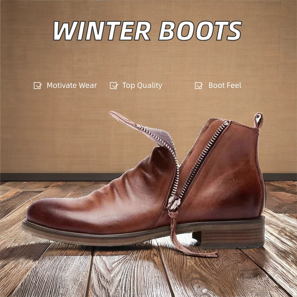 Autumn Winter New Release Vintage Zip Cowboy Mens Casual Shoes Classic Han Edition Western Style Ankle Boots for Adults