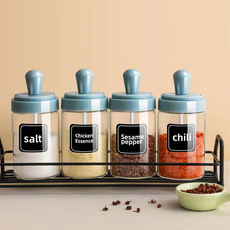 Free sample seasoning salt container cheap price custom sticker kitchen office storage spice condiment jar container organizer