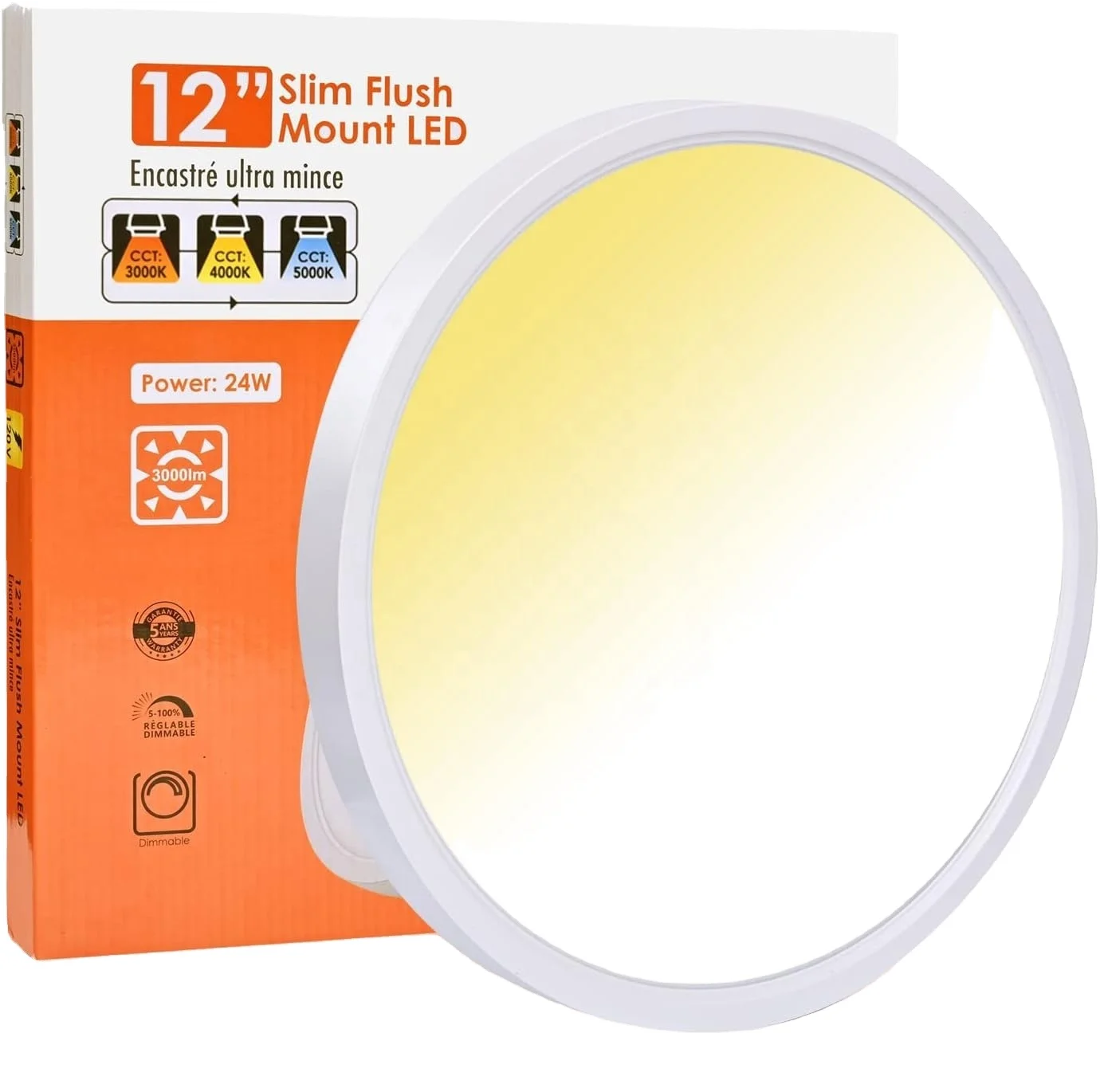 12inch 24W Round LED Ceiling Light Indoor Flush Mount Fixture for Living Room