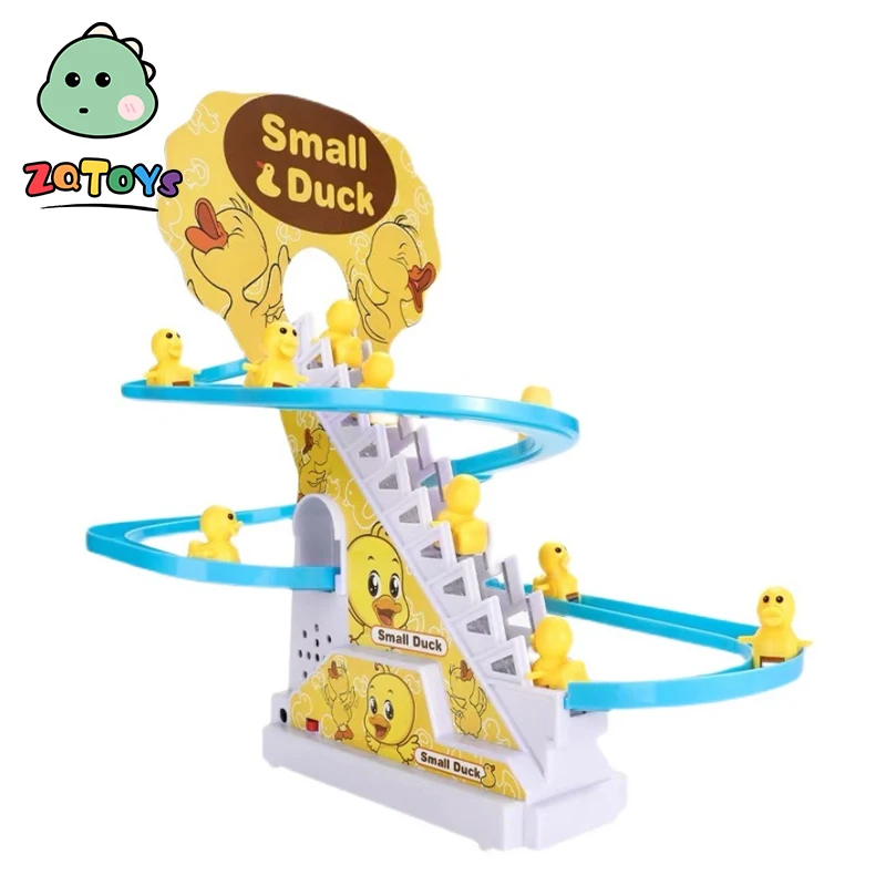 Zhiqu Toys Unisex DIY Electric Slide Puzzle Popular Educational PC Plastic Duckling Climbing Stairs Track Baby Puzzle Game