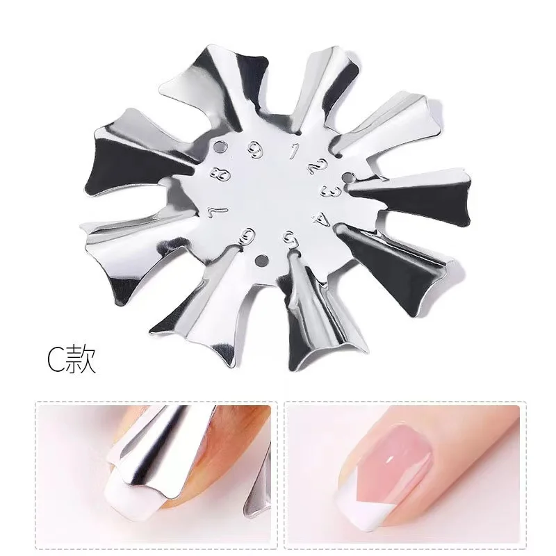 New Design Stainless Steel French Cutter Smile Nail Manicure Model Silver Template For Nail Tool