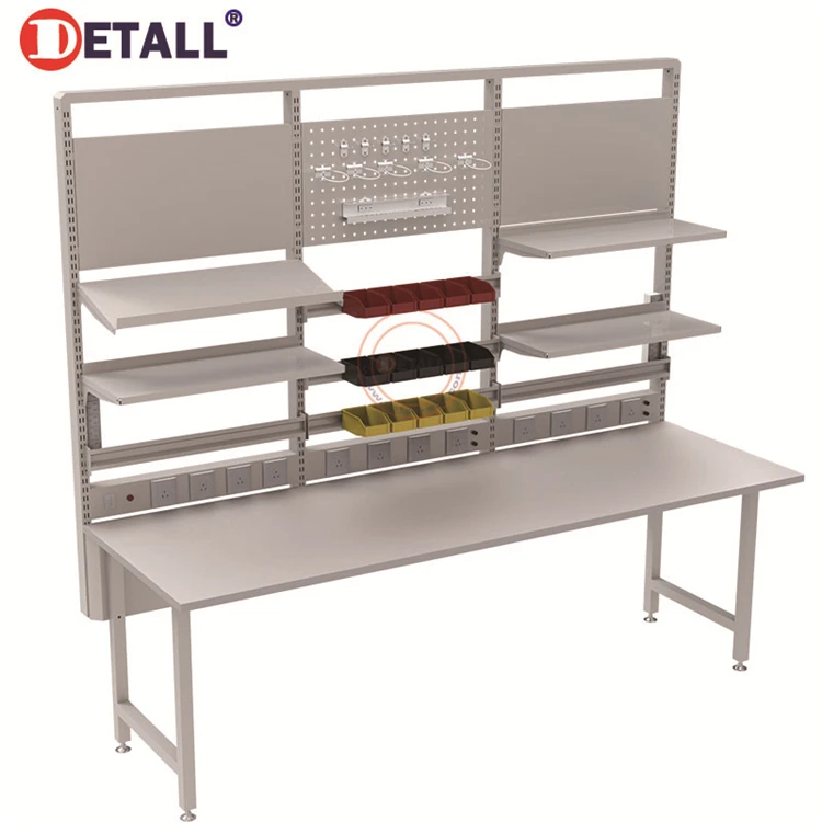 Detall electronics lab workbench for testing laboratory equipment
