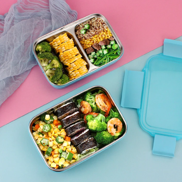 metal thermal food containers boxes stainless steel lunch box bento partition leak proof compartment