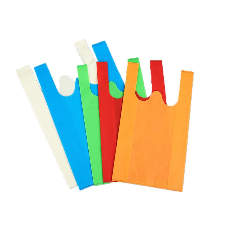 Wholesale Polypropylene Supermarket T-shirt Non woven Bag Shopping W Cut Non Woven vest Bag Non woven Fabric Vest Bag