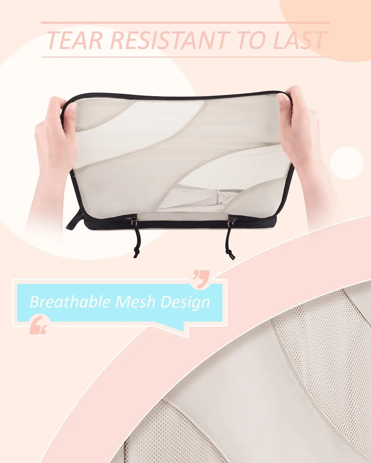 Compression Packing Cubes Bag for Travel 6 Set Travel Packing Cubes Lightweight Packing Organizers