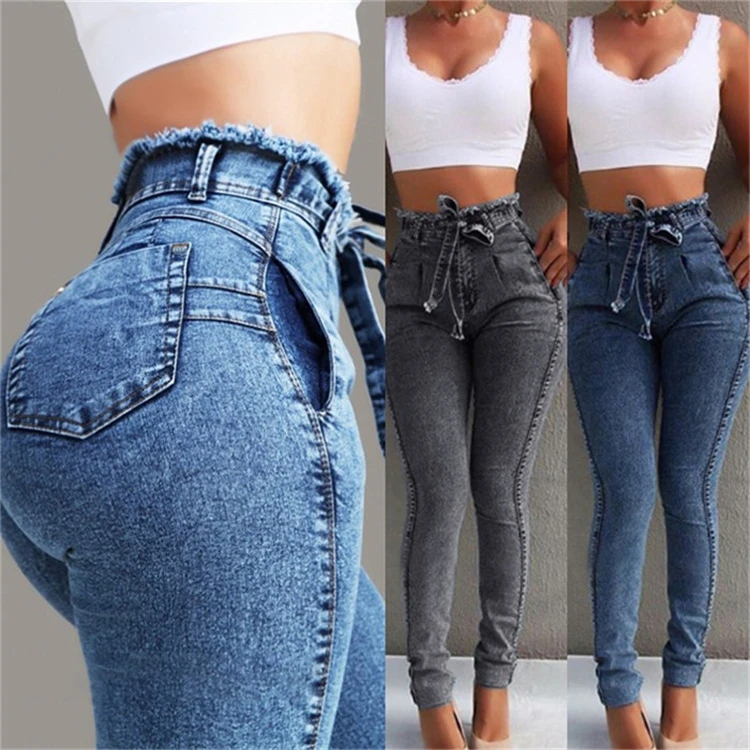 
2020 Hot Casual Wide Leg Out Bandage Denim Jeans Flare Pant Horn Bell Bottom Denim Pants Jeans 
