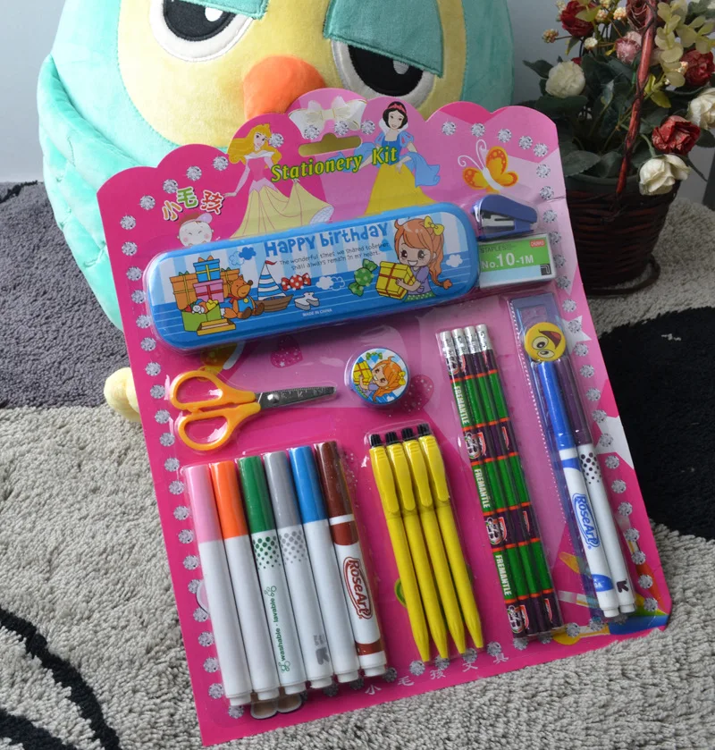 customizable blister tray plastic sliding card clamshell transparent packaging box with hanging hole for stationery