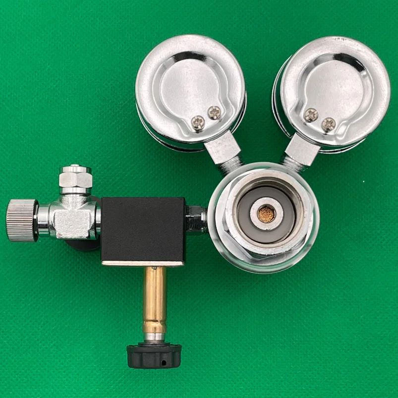 Thread G5/8-INT Dual Gauge Aquarium Co2 Regulator With Check Valve Bubble Counter Magnetic Solenoid Valve
