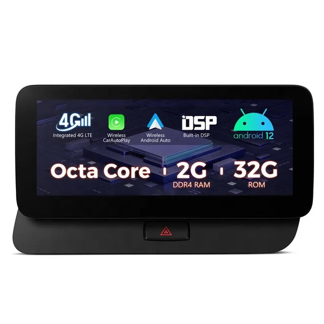 10.25 inch Car Dash Board Stereo Player with IPS Dual Layer G+G Touch Screen Dual Band WiFi Split Screen for Audi Q5 RHD