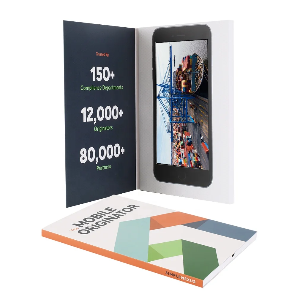 Custom Logo customize video gift brochure cards box 2.4 inch video  brochure sleeve lcd screen a4 video brochure kit card