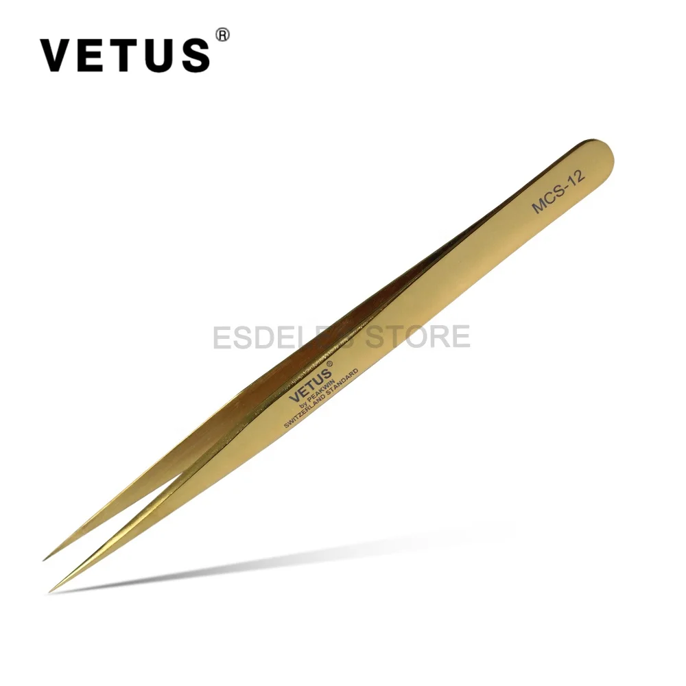 Золотая 100% натуральная Vetus MCS-12 MCS-15 MCS-18 MCS-19 MCS-20 MCS 5B Пинцет для наращивания ресниц объем Pinzas