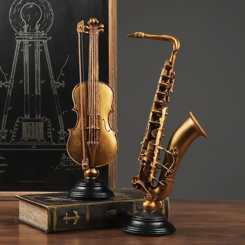 Sculpture Decor modern Resin Violin Model Home Decoration Nordic Music Statue Saxophone Sculpture Art Sculpture Desk Decoration