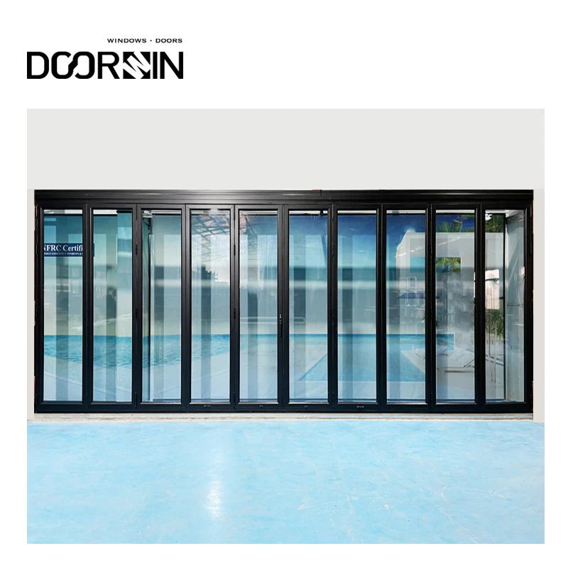 6 panel entrance doors design customer color accordion door with IGCC/SGCC certified tempered glass bi-folding door