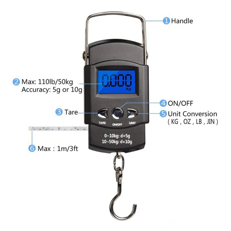 Весы с ЖК-дисплеем портативные электронные дорожные подвесные цифровые весы для багажа balanza portatil