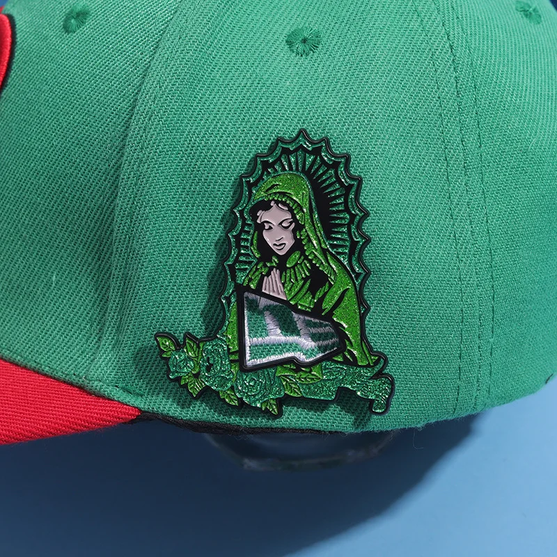 Wholesale Hot Sale Frame Metal Cap Pin Catholic Christian Custom Mexican Hat Pins Virgin Mary Enamel Pins For Hats