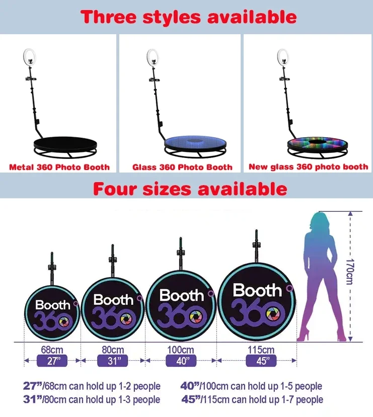 Original Factory Glass Photo Booth 360 Video Booth for Party Camera 360 Photo Booth Automatic 115cm with Case Party Supplies