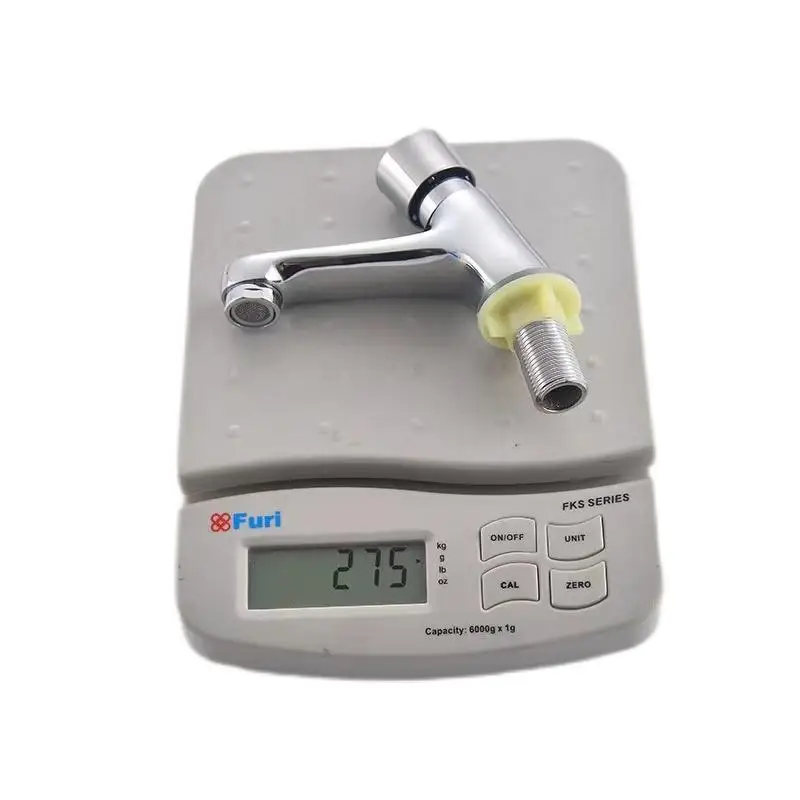 Mop Pool Faucet deck Mounted Single Cross Handle Chrome Plated Self Closing Water Saving Time Delay push Basin Sink Tap Faucet