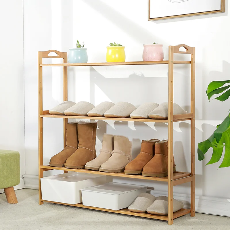 SITU 4-Tier Storage Shelf Organizer Shoe Rack Modern Holder Shelf Stand Bamboo Storage Organizer Wooden Shoes Rack