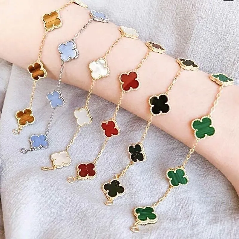 High Quality Stainless Steel 18K Gold Plated Designer Clover Brand Jewelry Four Leaf Bracelet for Women