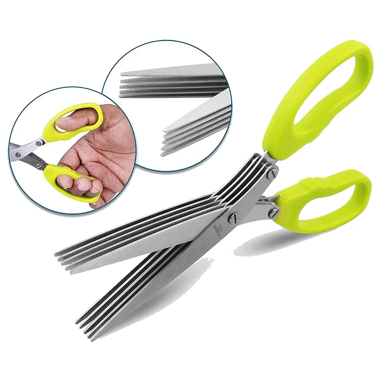 Professional High Quality 5 Blades Kitchen Food Scissors Beauty Scissor With Colorful PP Handle For Kitchen