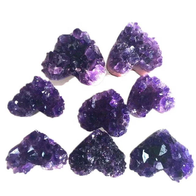 High Quality Brazil Uruguay Amethyst Cluster Carving Amethyst Cluster Heart For Gift