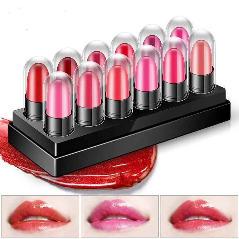 12 pcs Waterproof Cosmetics Professional Long Lasting Mini Lipstick set Cosmetics Lipstick Vendor Set Makeup Lipstick Sample Set