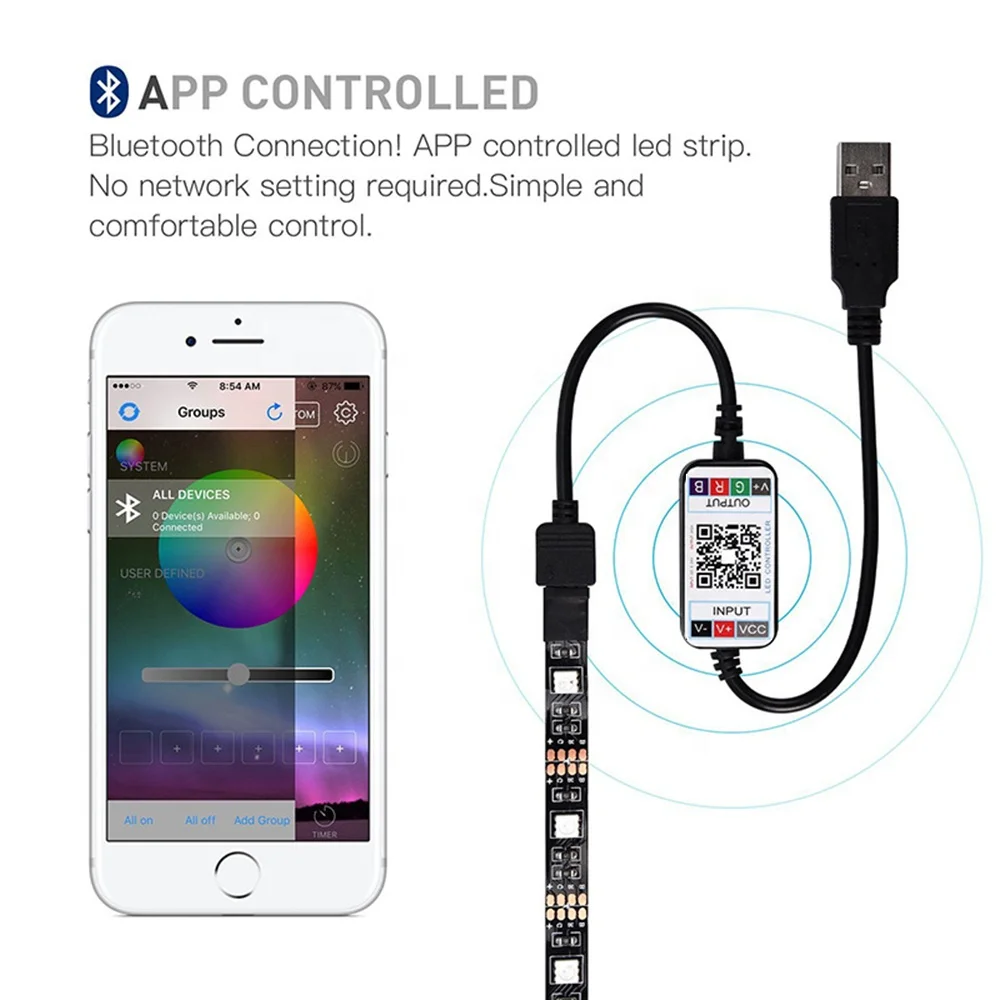 
DC5-24V 6A USB Wireless BLE LED Controller for RGB led strip lights Mobile Phone App Control 