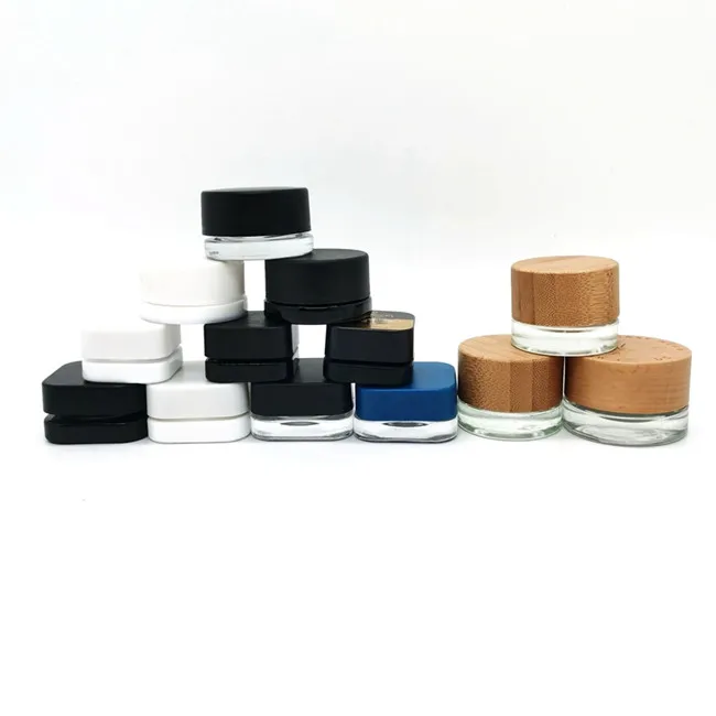 Luxury Black Square Cube Glass Jars 5ml Cosmetic Lip Balm Containers Premium Square Glass Jar