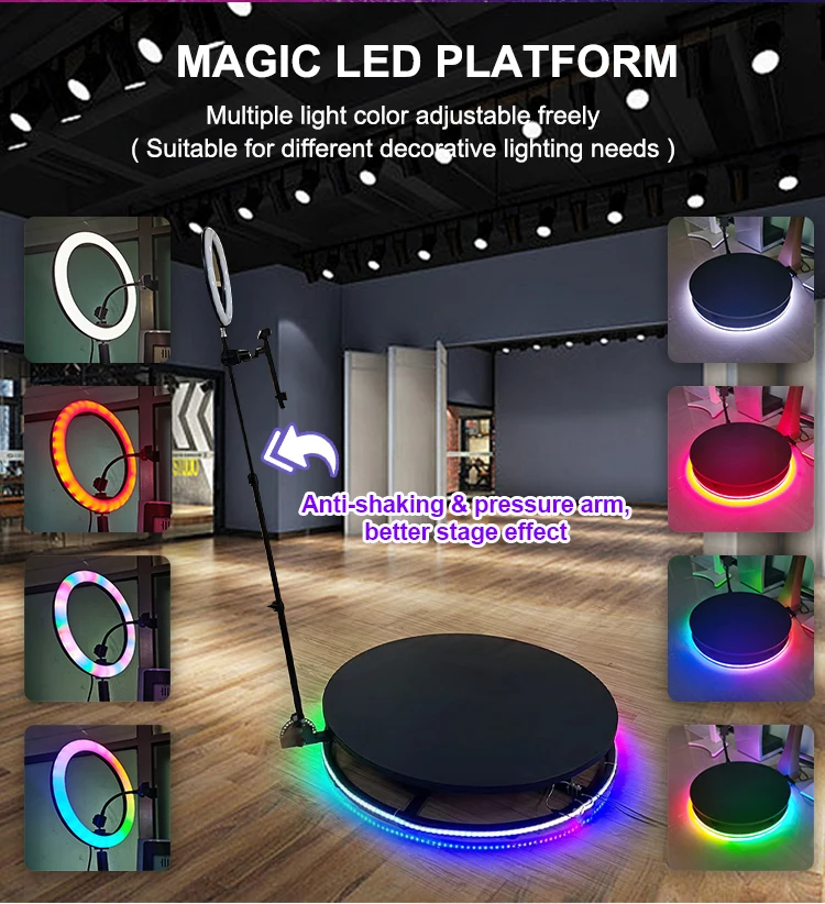 68 80 100 120 Cm Selfie 360 Spinner Platform Photobooth For Party Automatic Rotating Vending Machine Camera Wedding Video Cabina 360 Photo Booth