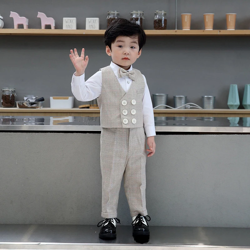 2022 Tuxedo Children Wedding Outfits Formal Toddler Boy Formal Suits Dresses Little Boy School Uniform Elegant Ceremony Costumes