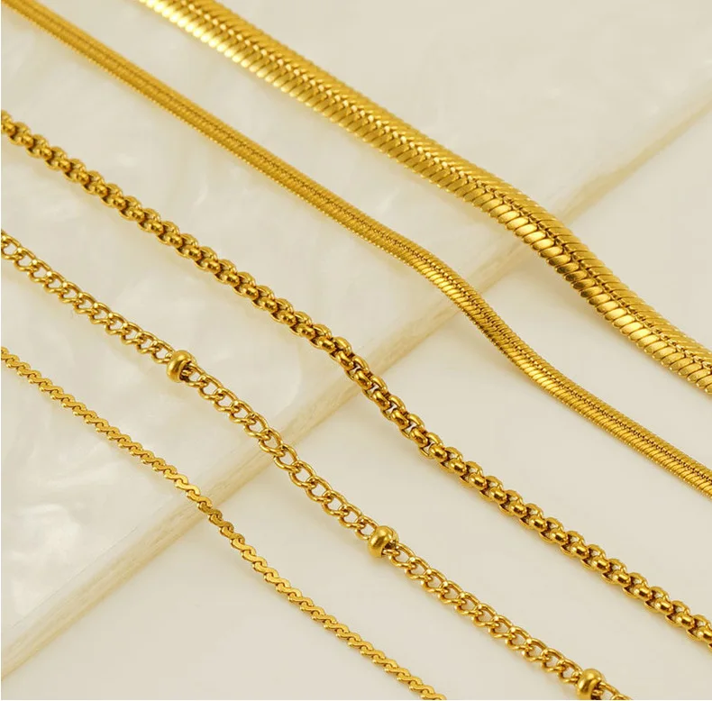 Wholesale Necklace Single Snake Chain Stainless Steel Necklace 18K Gold Plated Necklace For Ladies