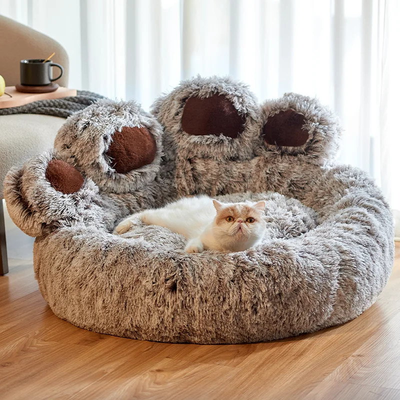 Bear Paw Shape Pet Bed Soft Warm Plush Small Dog Cat Bed Winter Pet Supplies