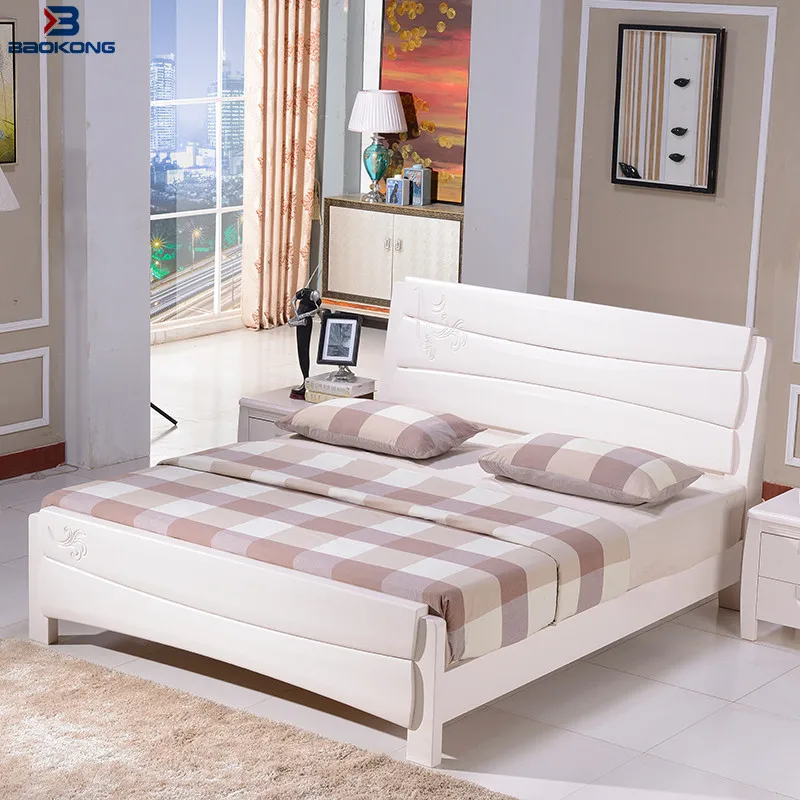 solid wood plank bed for bedroom furniture